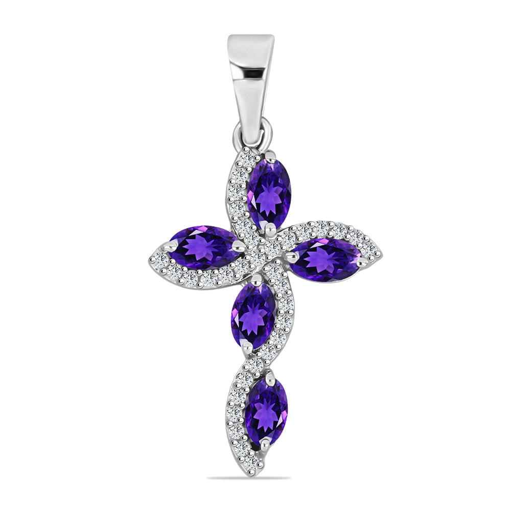 Silberanhänger mit marokkanischem Amethyst und weißem Topas 1 