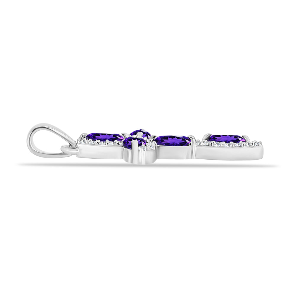 Silberanhänger mit marokkanischem Amethyst und weißem Topas 2 