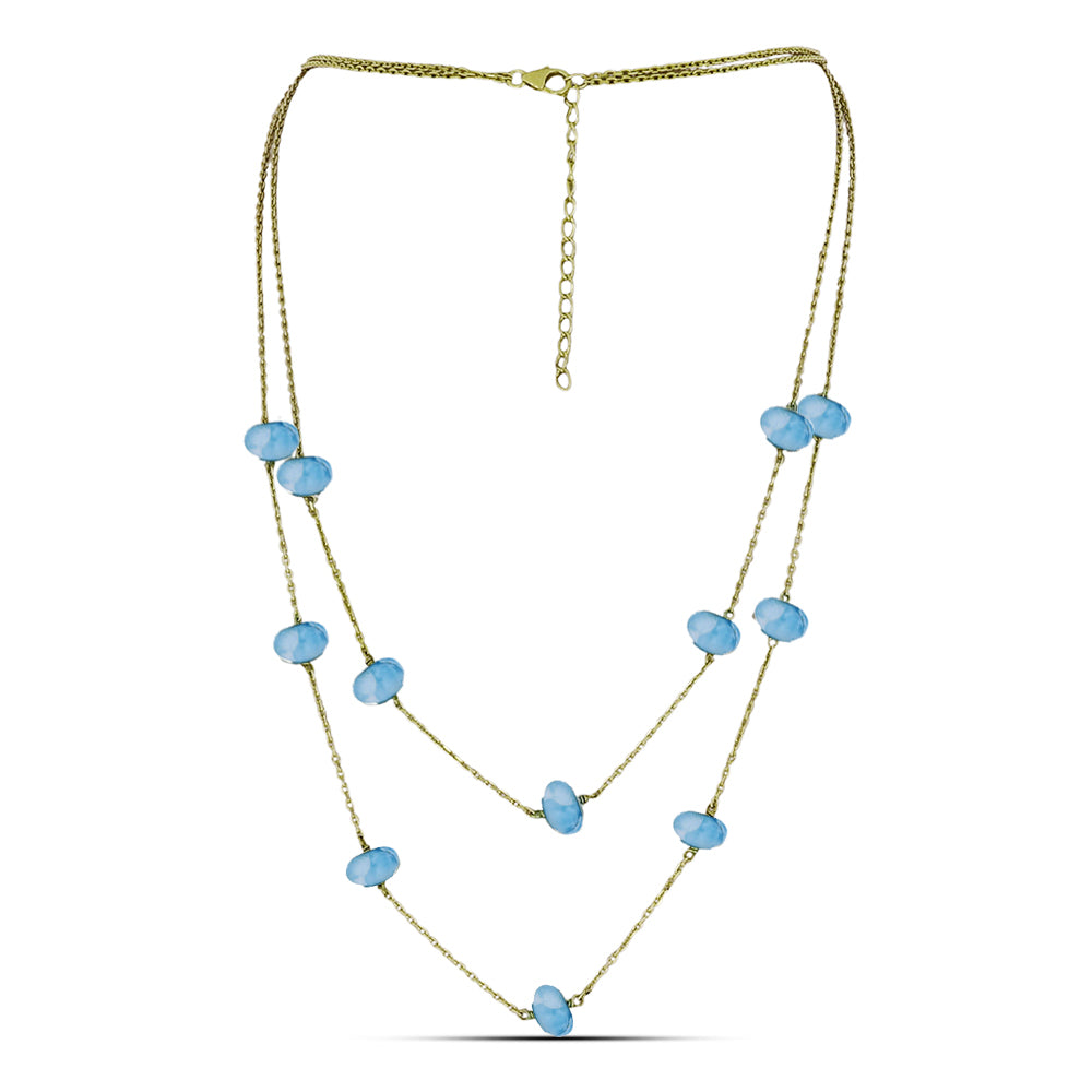 Goldplattierte Silberhalskette mit Larimar 1 