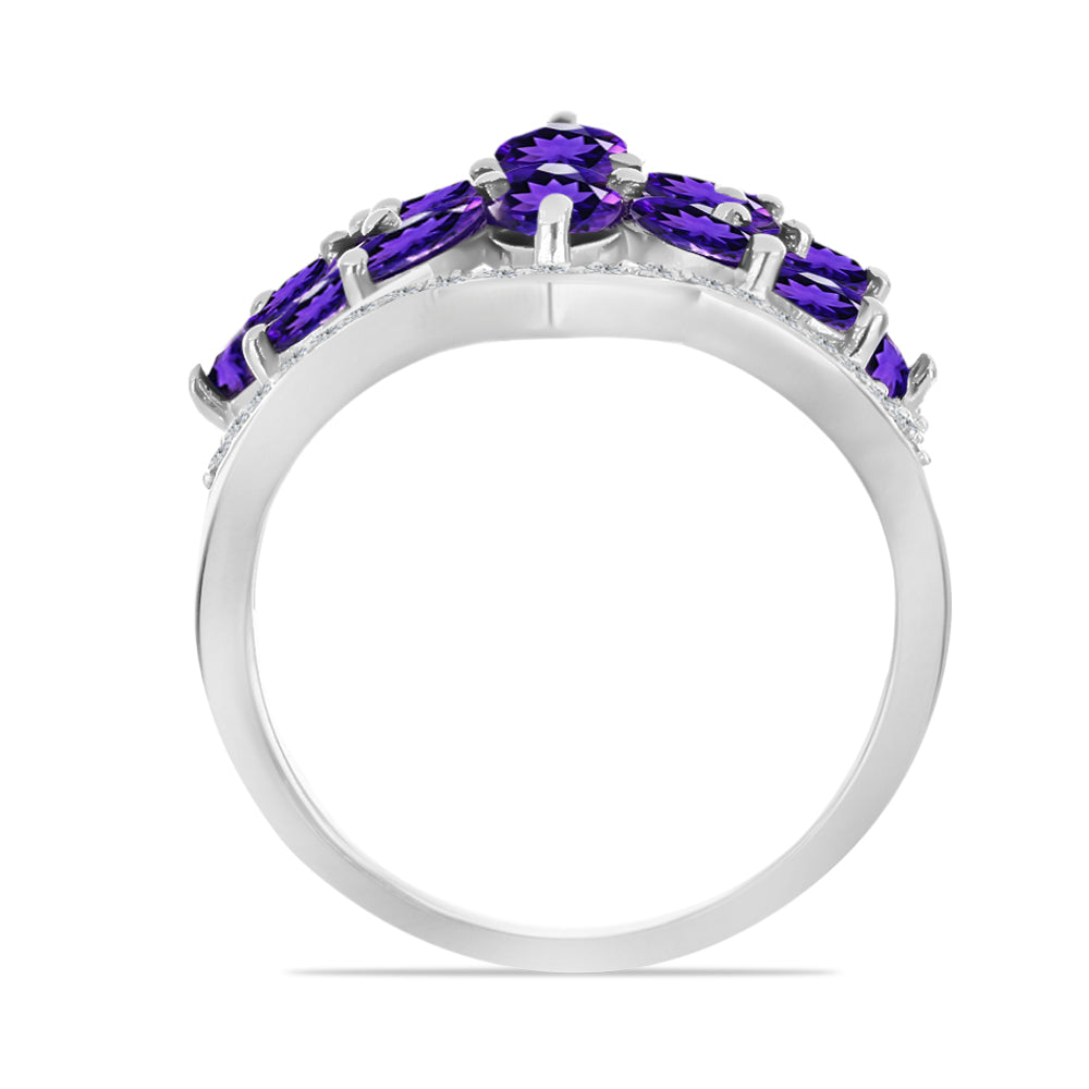 Silberring mit marokkanischem Amethyst und weißem Topas 2 