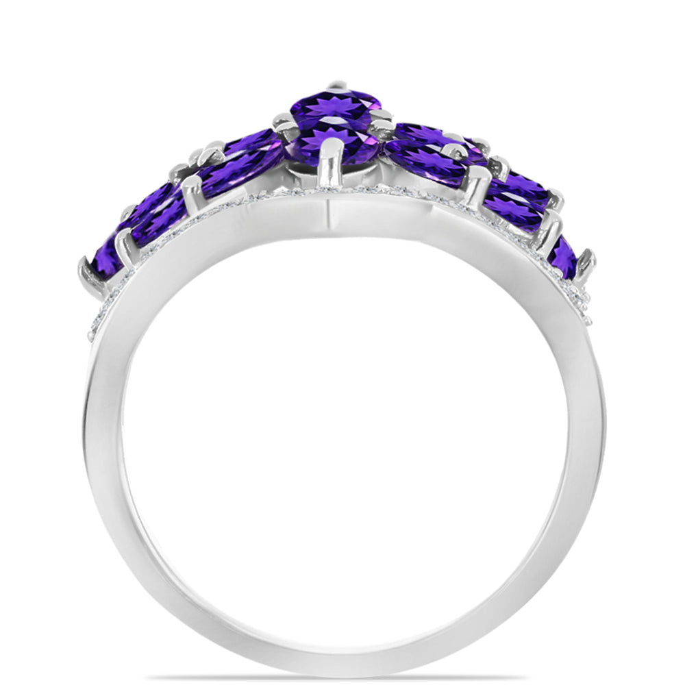 Silberring mit marokkanischem Amethyst und weißem Topas 6 