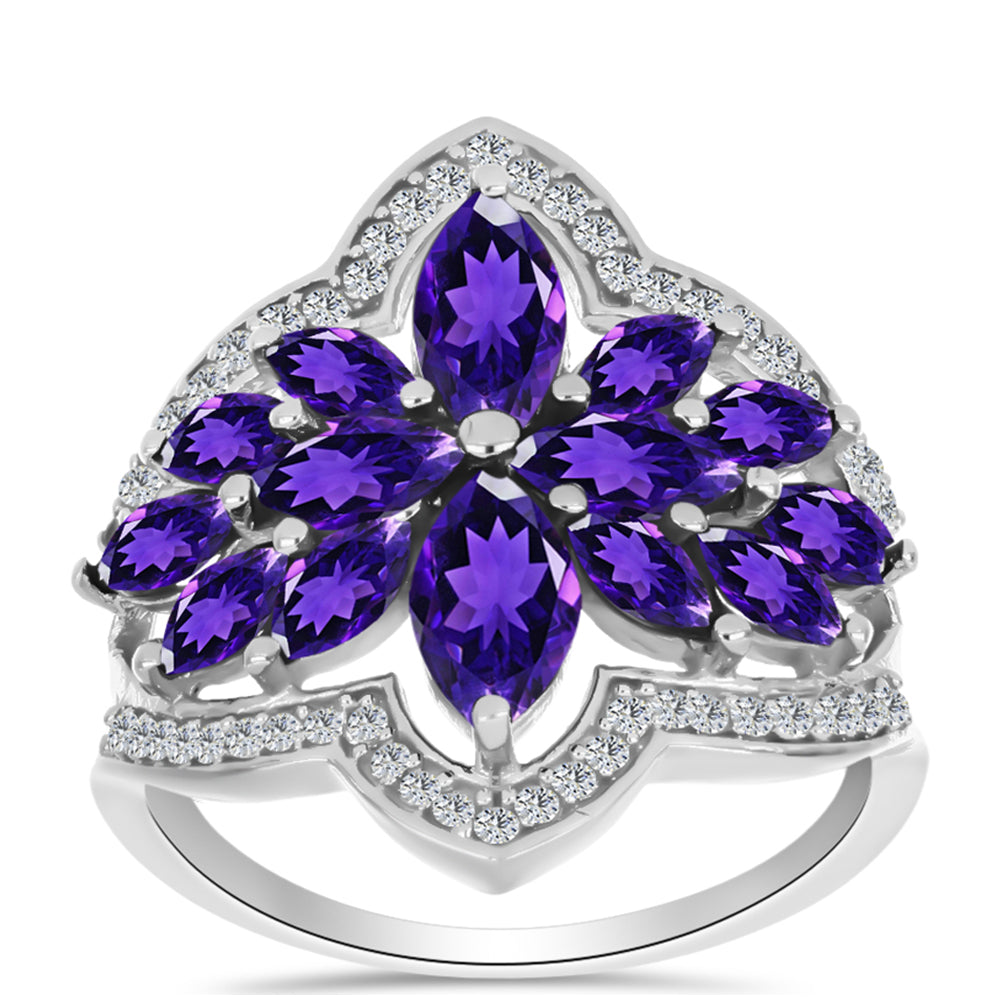 Silberring mit marokkanischem Amethyst und weißem Topas 7 