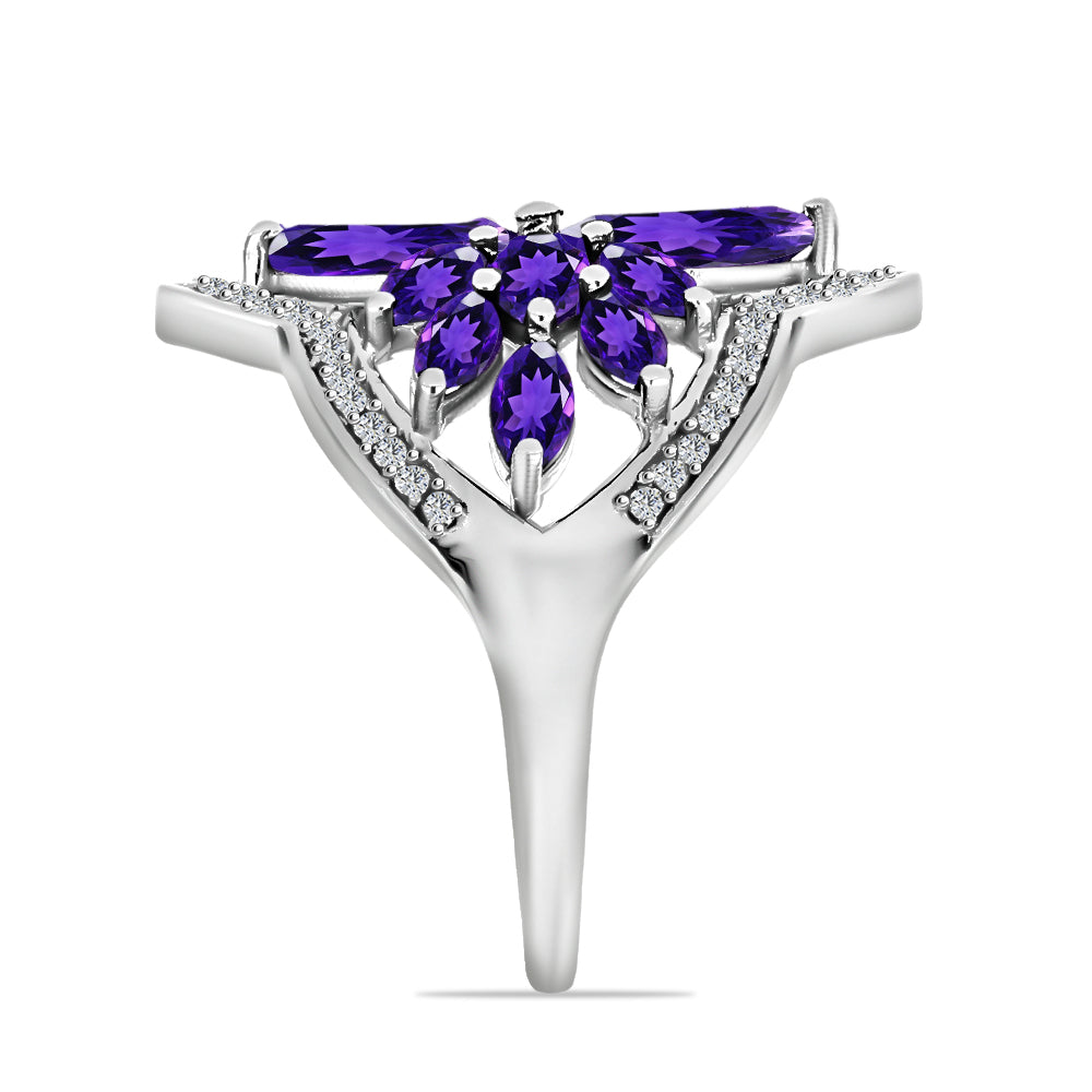 Silberring mit marokkanischem Amethyst und weißem Topas