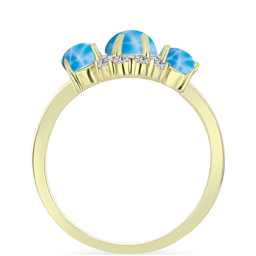 Goldplattierter Silberring mit Larimar und weißem Topas 6 