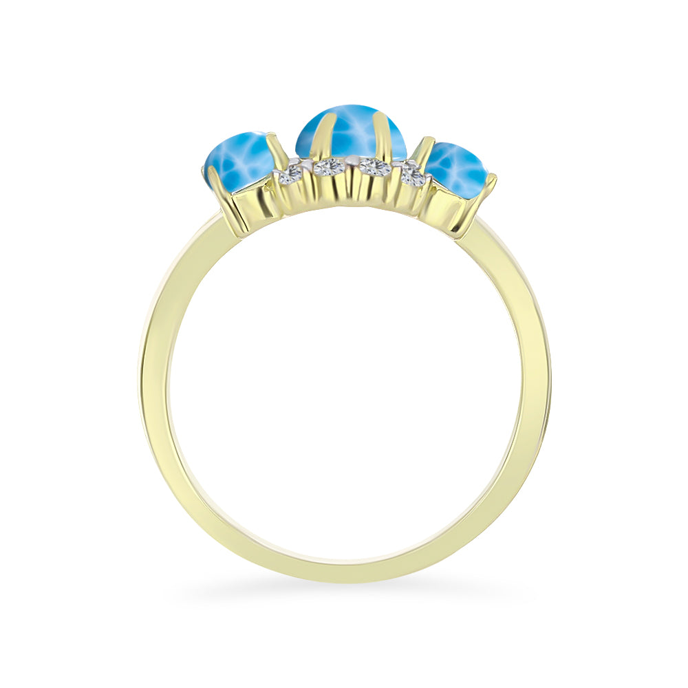 Goldplattierter Silberring mit Larimar und weißem Topas 2 
