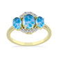 Goldplattierter Silberring mit Larimar und weißem Topas