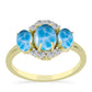 Goldplattierter Silberring mit Larimar und weißem Topas