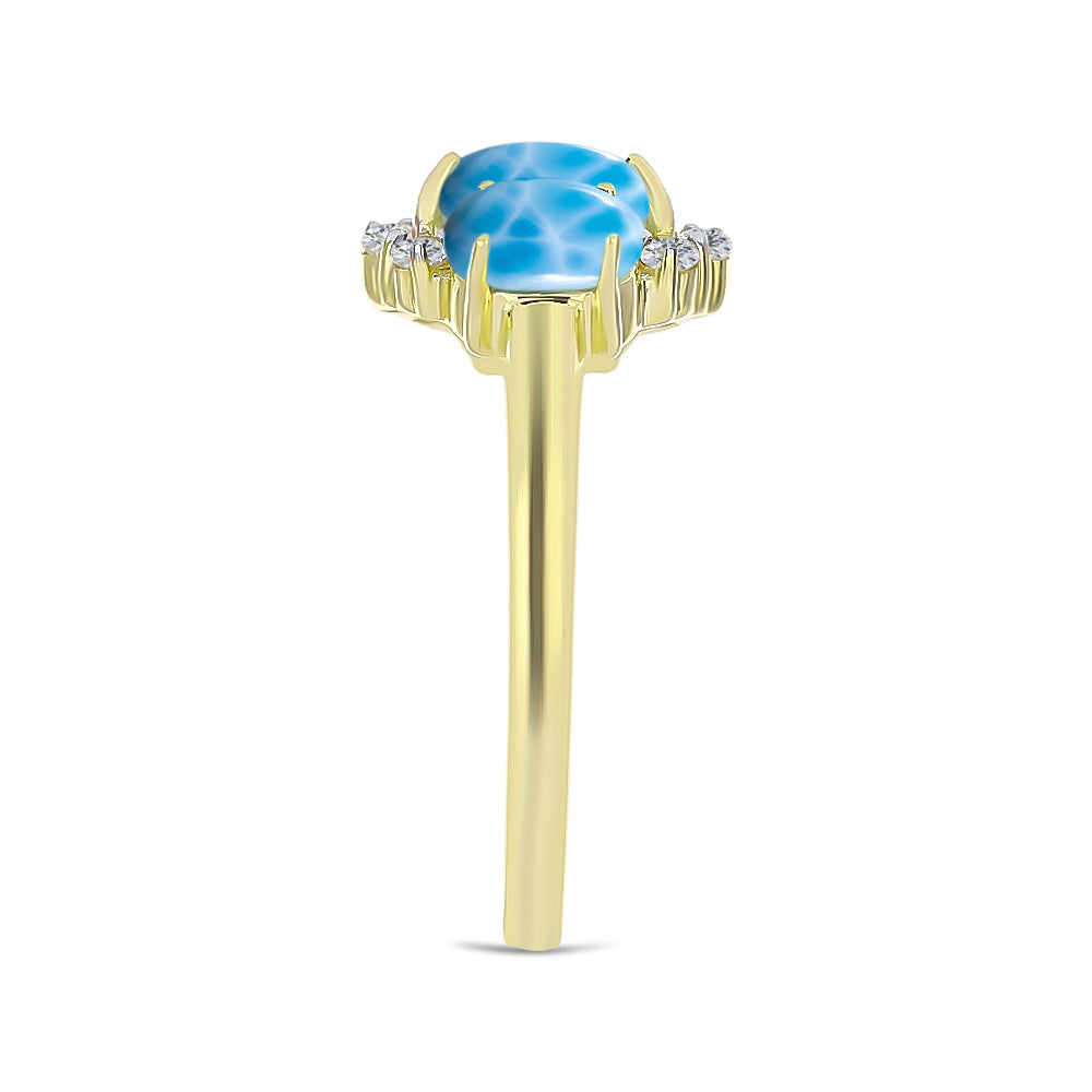 Goldplattierter Silberring mit Larimar und weißem Topas 4 