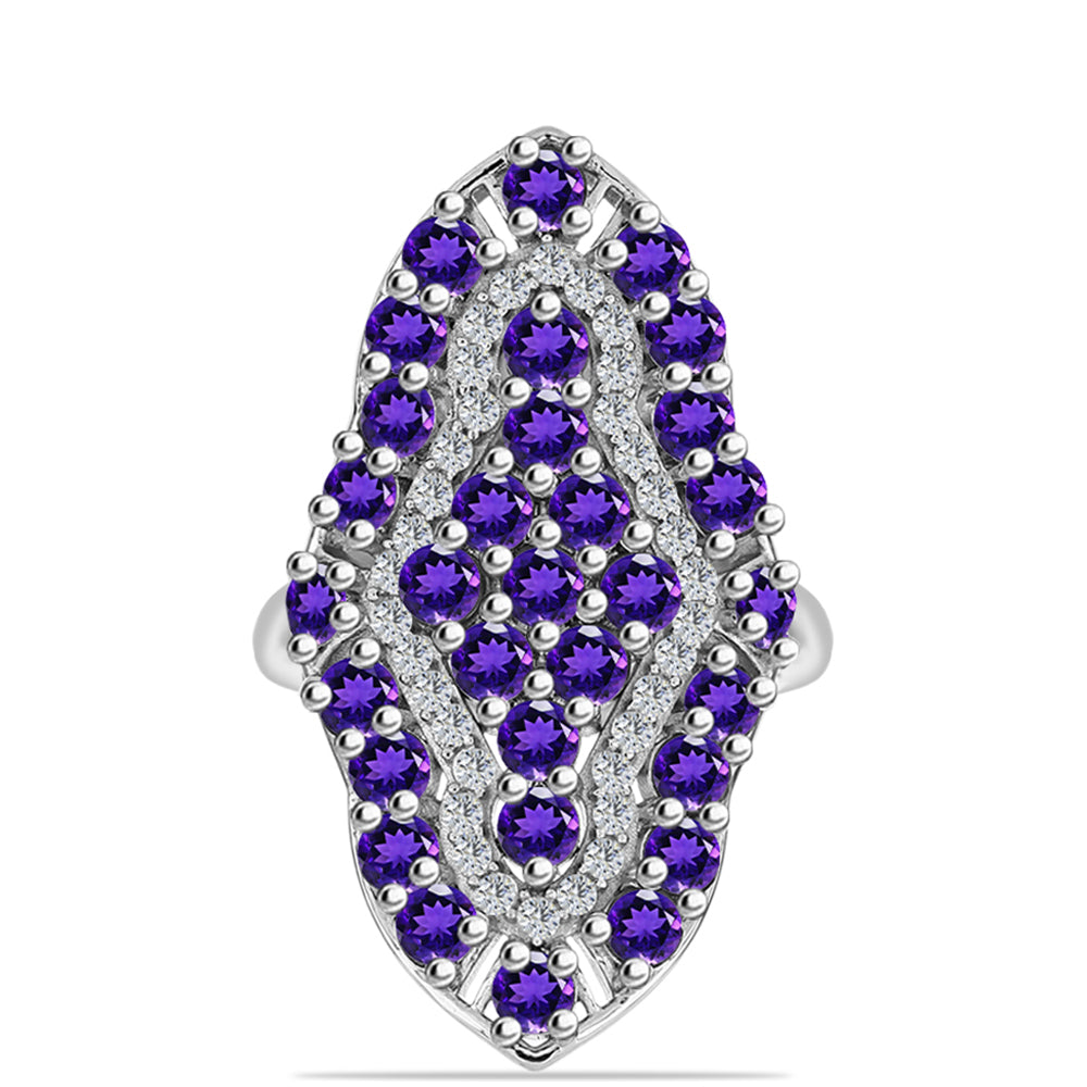 Silberring mit marokkanischem Amethyst und weißem Topas