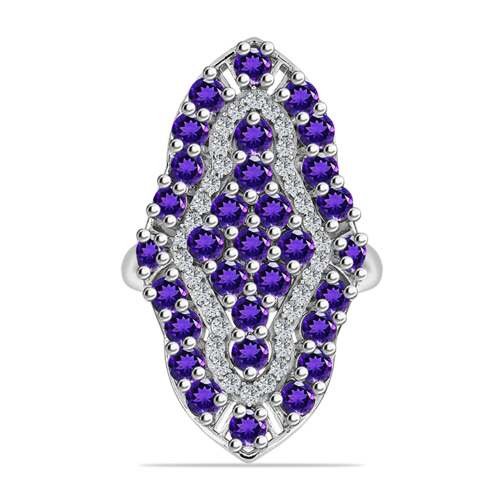 Silberring mit marokkanischem Amethyst und weißem Topas
