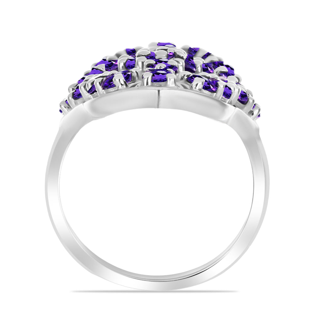 Silberring mit marokkanischem Amethyst und weißem Topas