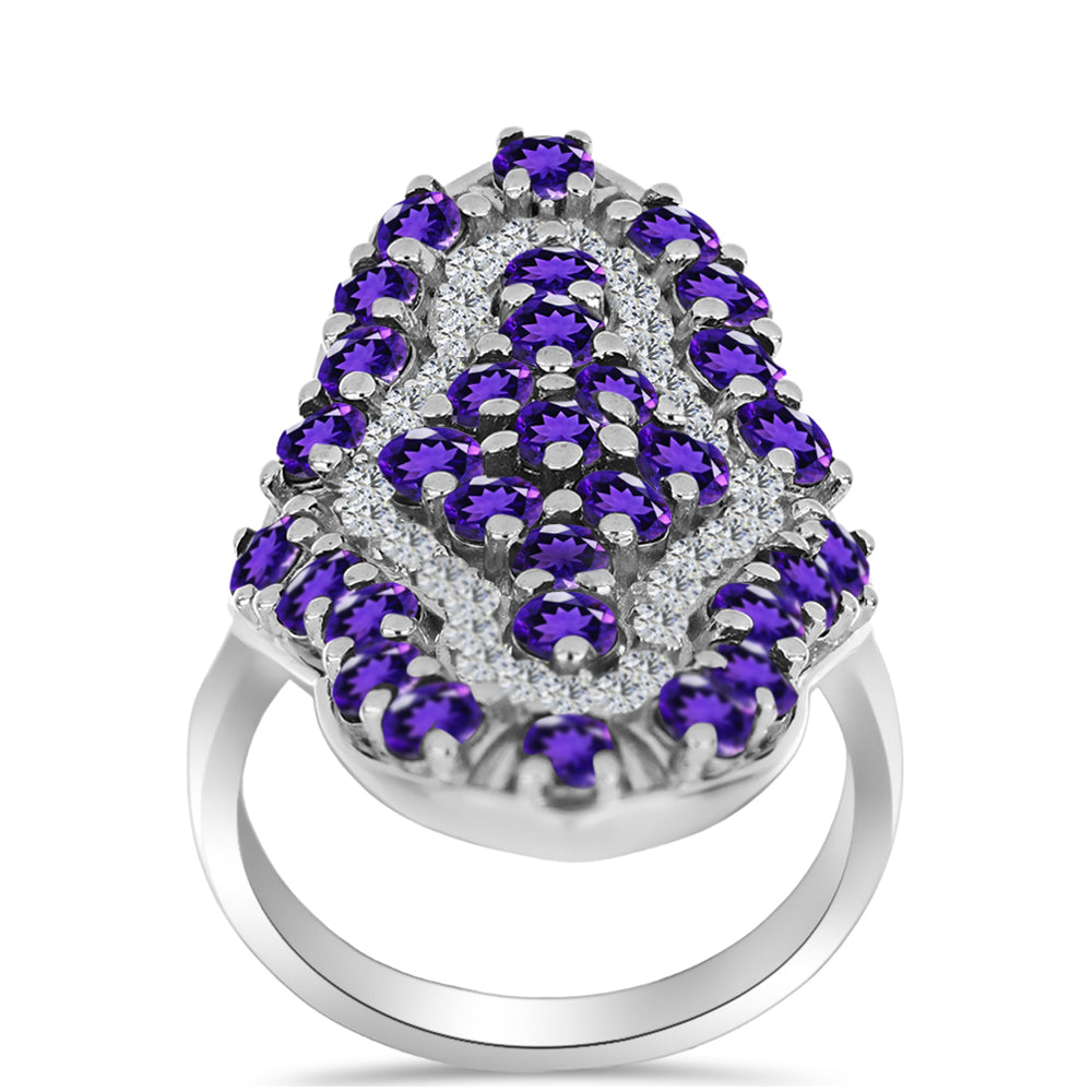 Silberring mit marokkanischem Amethyst und weißem Topas