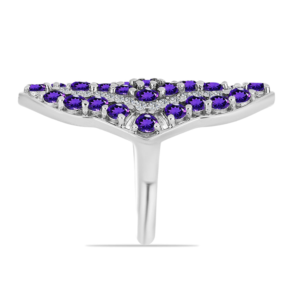 Silberring mit marokkanischem Amethyst und weißem Topas 8 