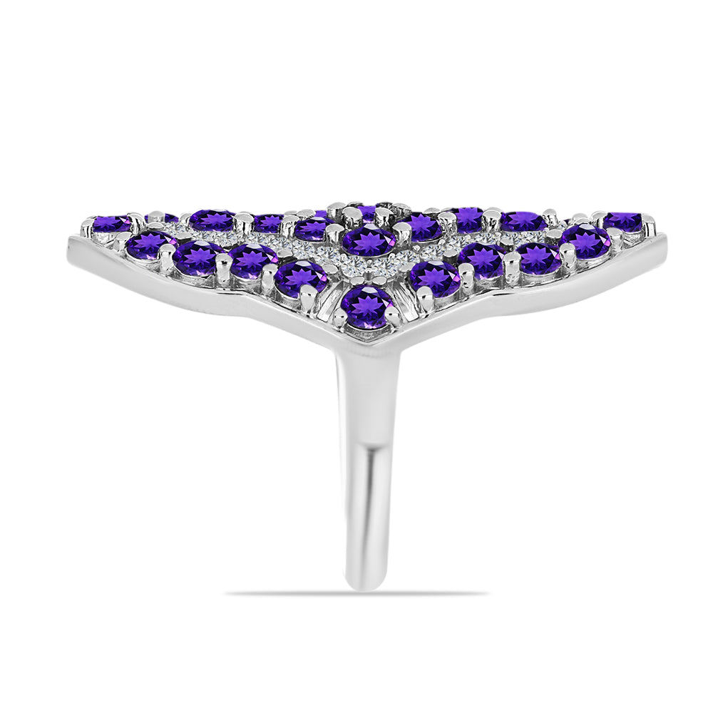 Silberring mit marokkanischem Amethyst und weißem Topas 4 