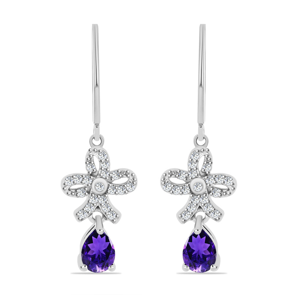 Silberohrringe mit marokkanischem Amethyst und weißem Topas 1 