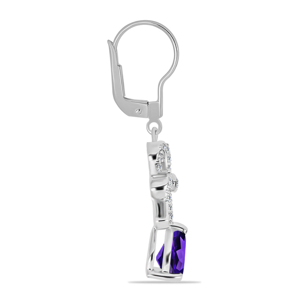 Silberohrringe mit marokkanischem Amethyst und weißem Topas