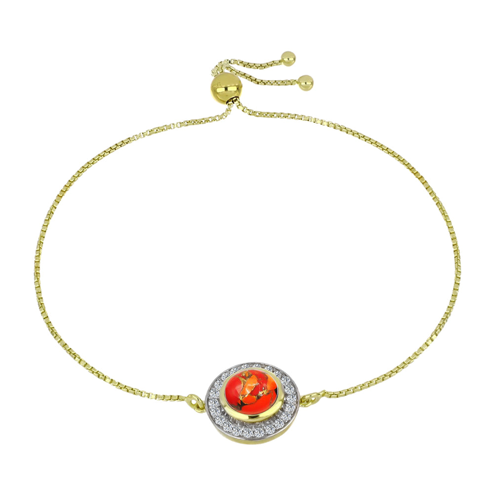 Goldplattiertes Silberarmband mit Mohave-Türkis und weißem Topas