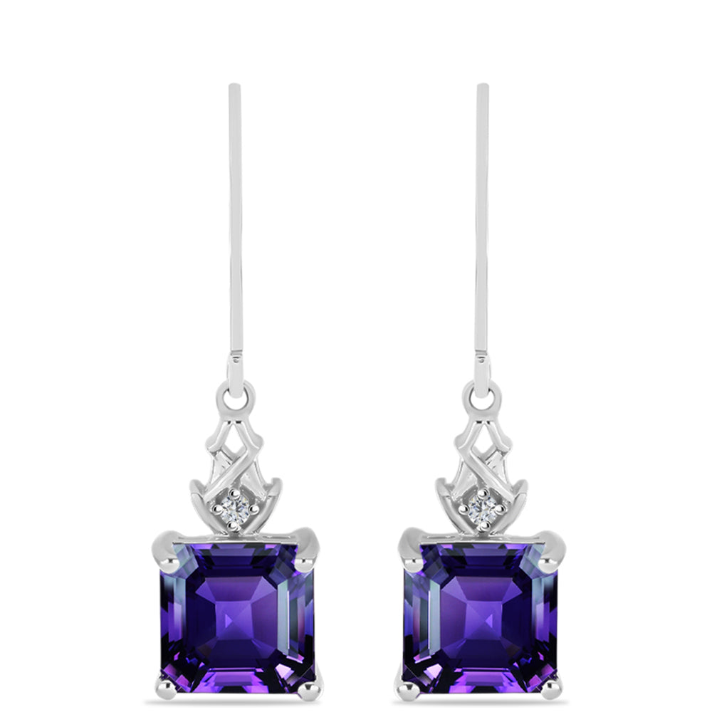 Silberohrringe mit marokkanischem Amethyst und weißem Topas 3 
