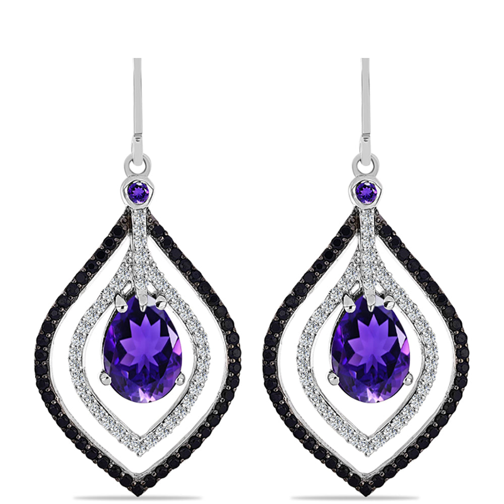 Silberohrringe mit marokkanischem Amethyst und weißem Topas 3 