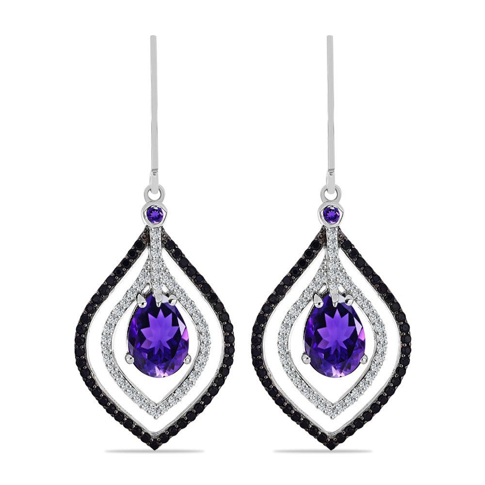 Silberohrringe mit marokkanischem Amethyst und weißem Topas 1 