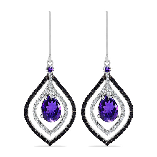 Silberohrringe mit marokkanischem Amethyst und weißem Topas
