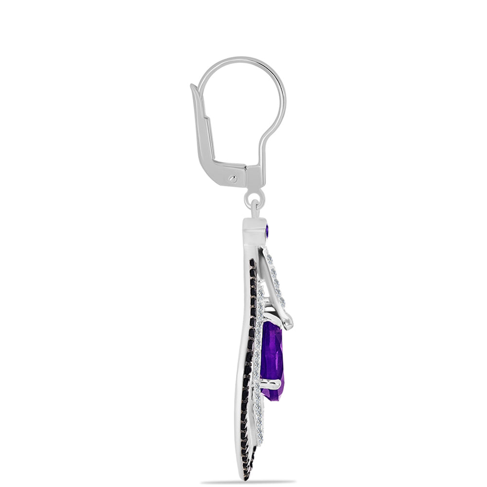 Silberohrringe mit marokkanischem Amethyst und weißem Topas