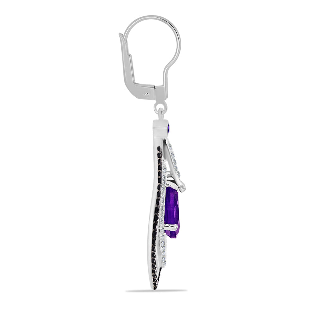 Silberohrringe mit marokkanischem Amethyst und weißem Topas 2 