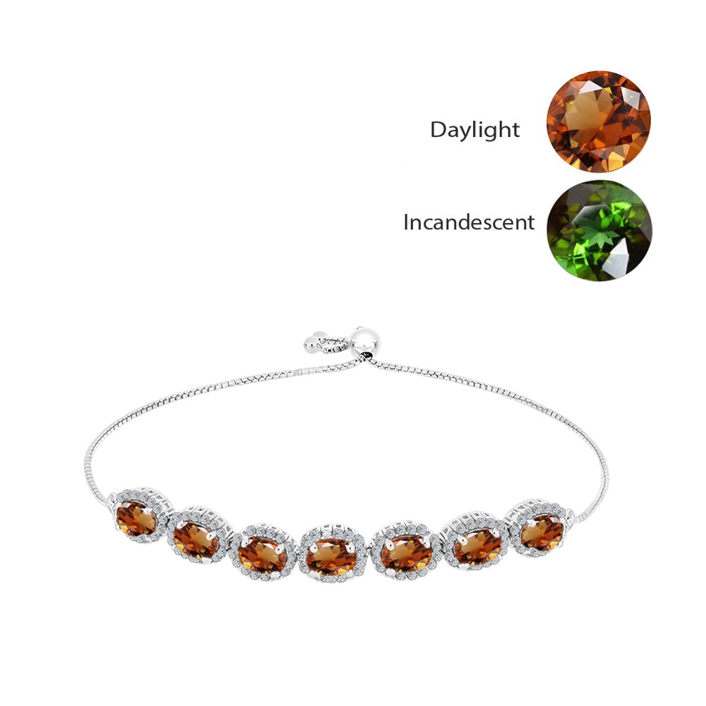 Silberarmband mit zertifiziertem laborgezüchteten Zultanit aus Anatolien und weißem Topas 1 