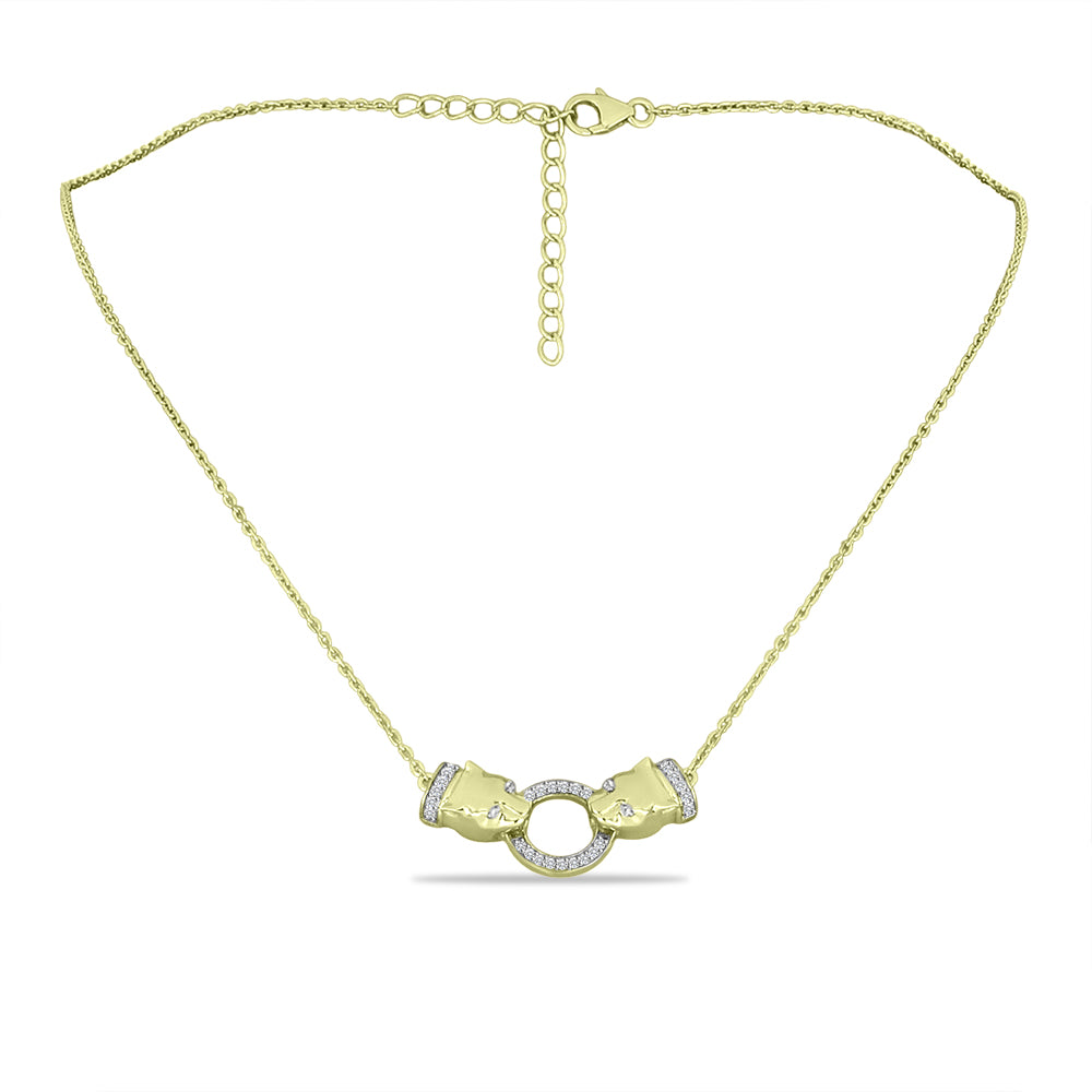 Goldplattierte Silberhalskette mit weißem Diamant und weißem Topas