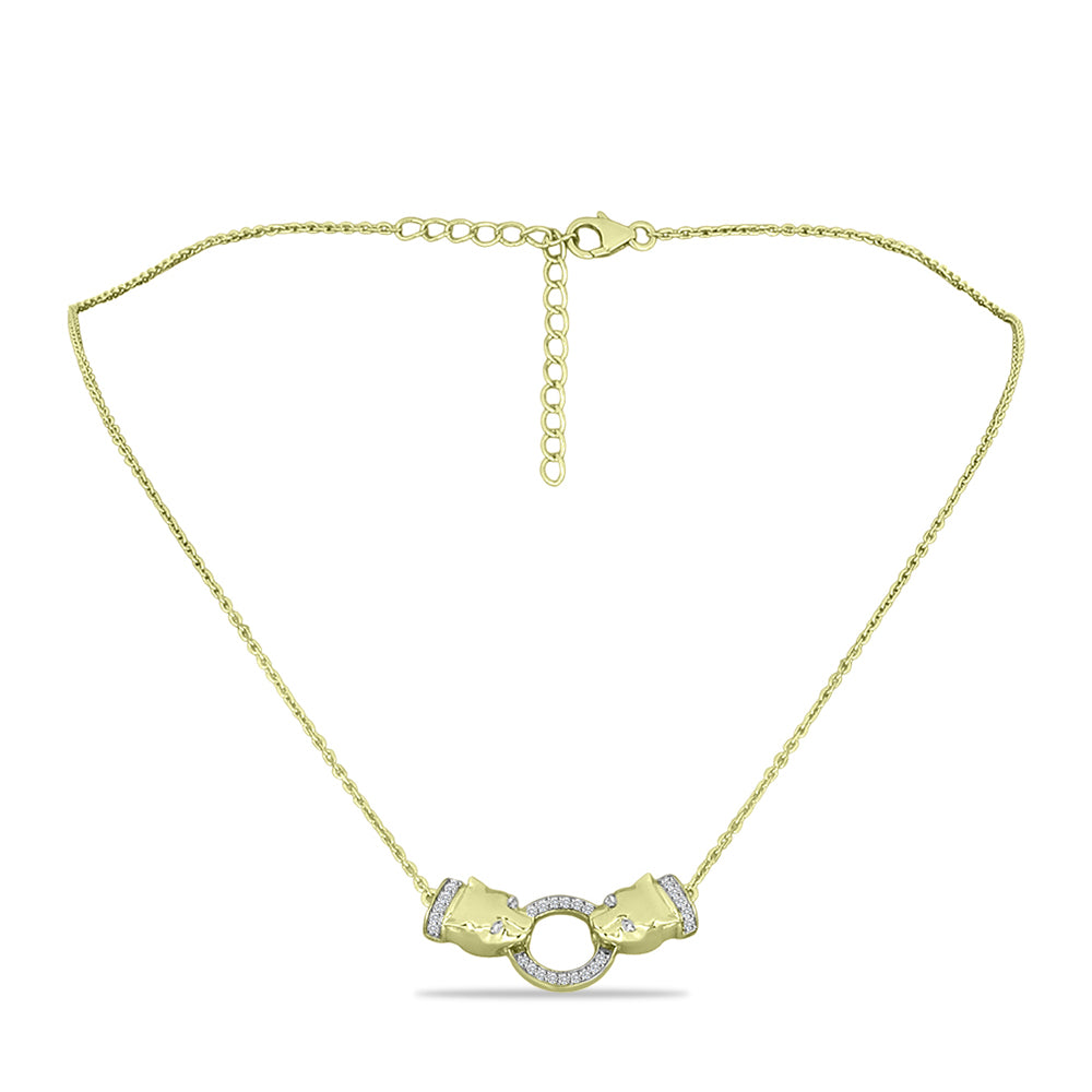 Goldplattierte Silberhalskette mit weißem Diamant und weißem Topas 2 