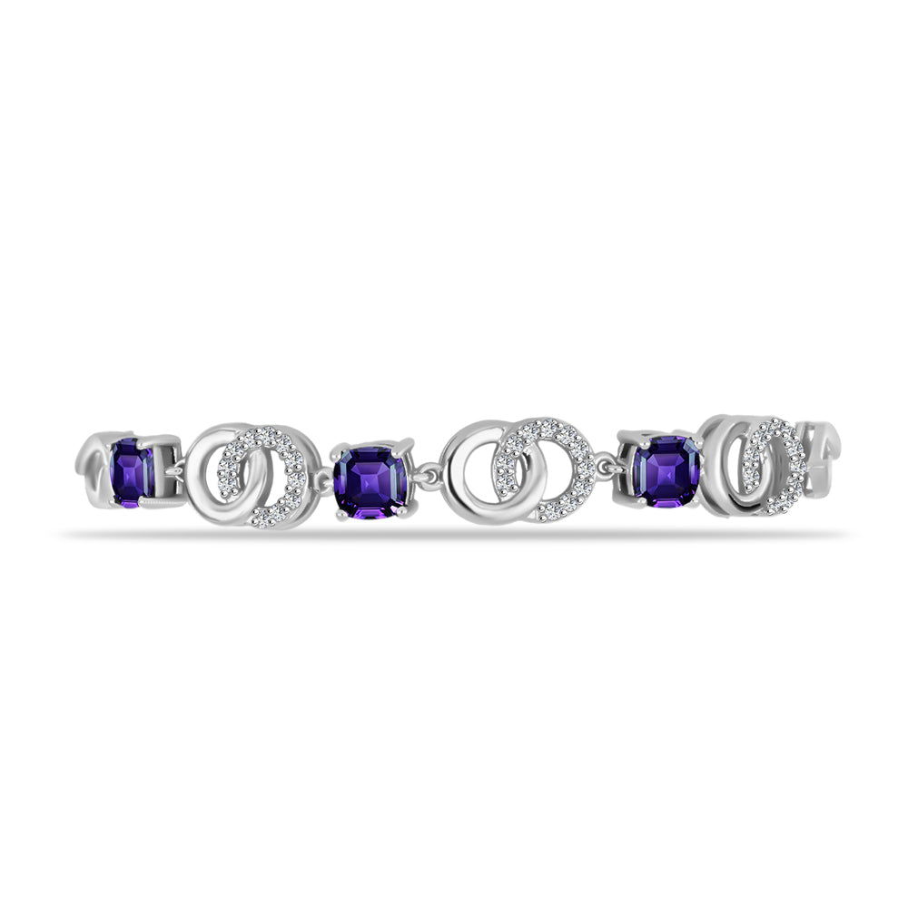 Silberarmband mit marokkanischem Amethyst und weißem Topas 2 