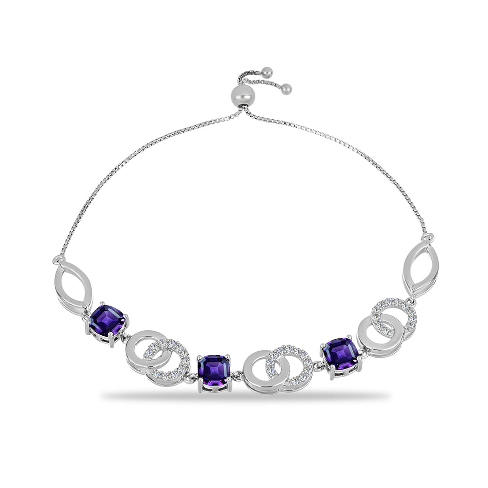Silberarmband mit marokkanischem Amethyst und weißem Topas