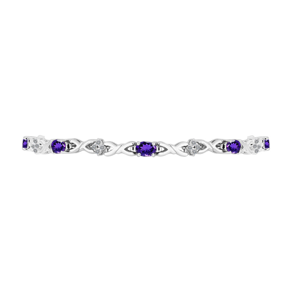 Silberarmband mit marokkanischem Amethyst und weißem Topas 2 