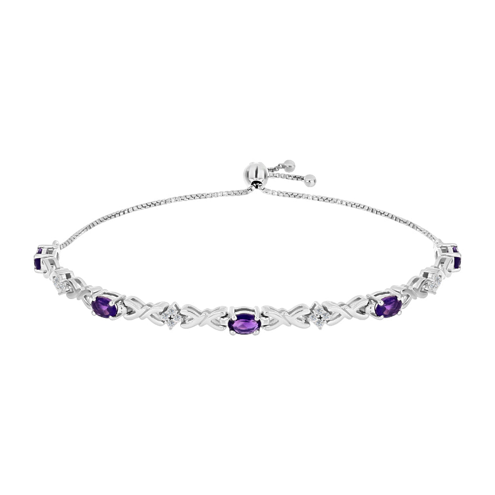 Silberarmband mit marokkanischem Amethyst und weißem Topas 1 