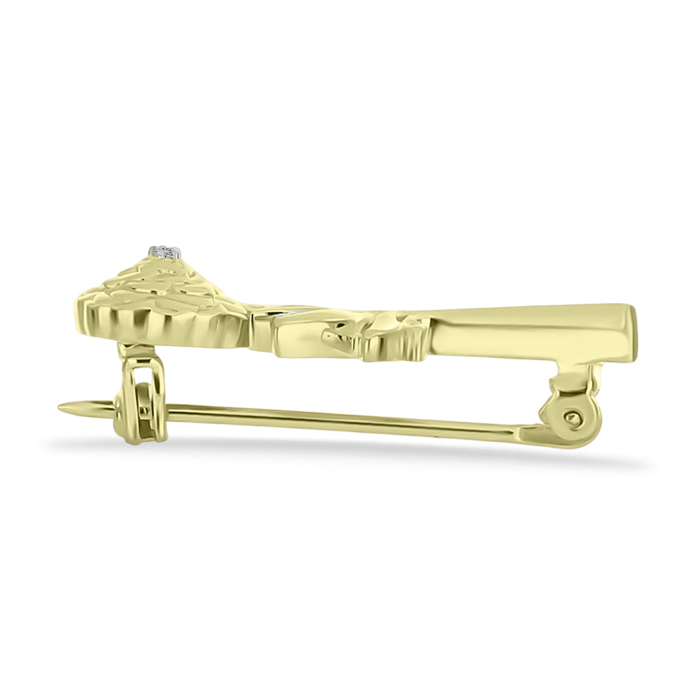 Goldplattierte Silberbrosche mit weißem Diamant 2 