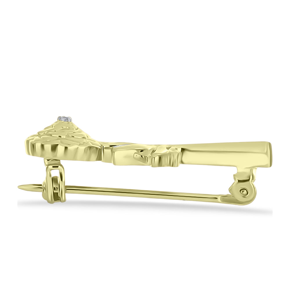 Goldplattierte Silberbrosche mit weißem Diamant 4 