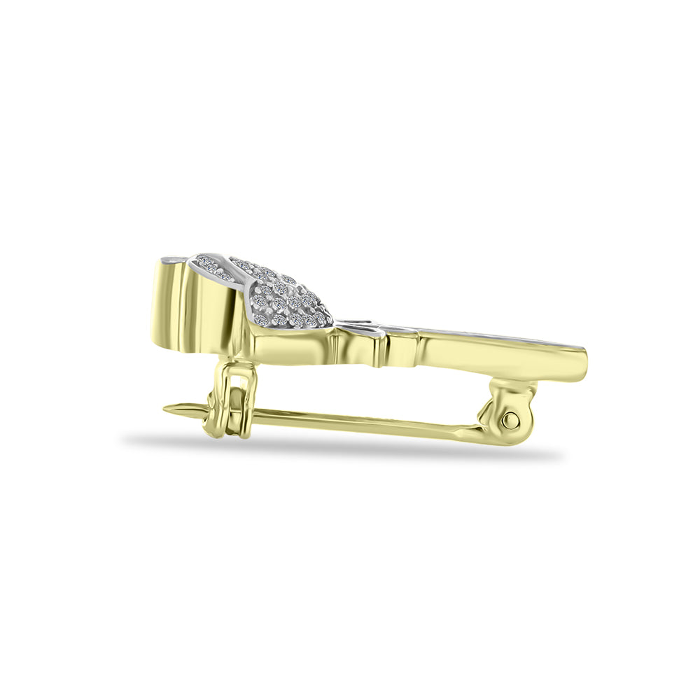 Goldplattierte Silberbrosche mit weißem Topas 2 