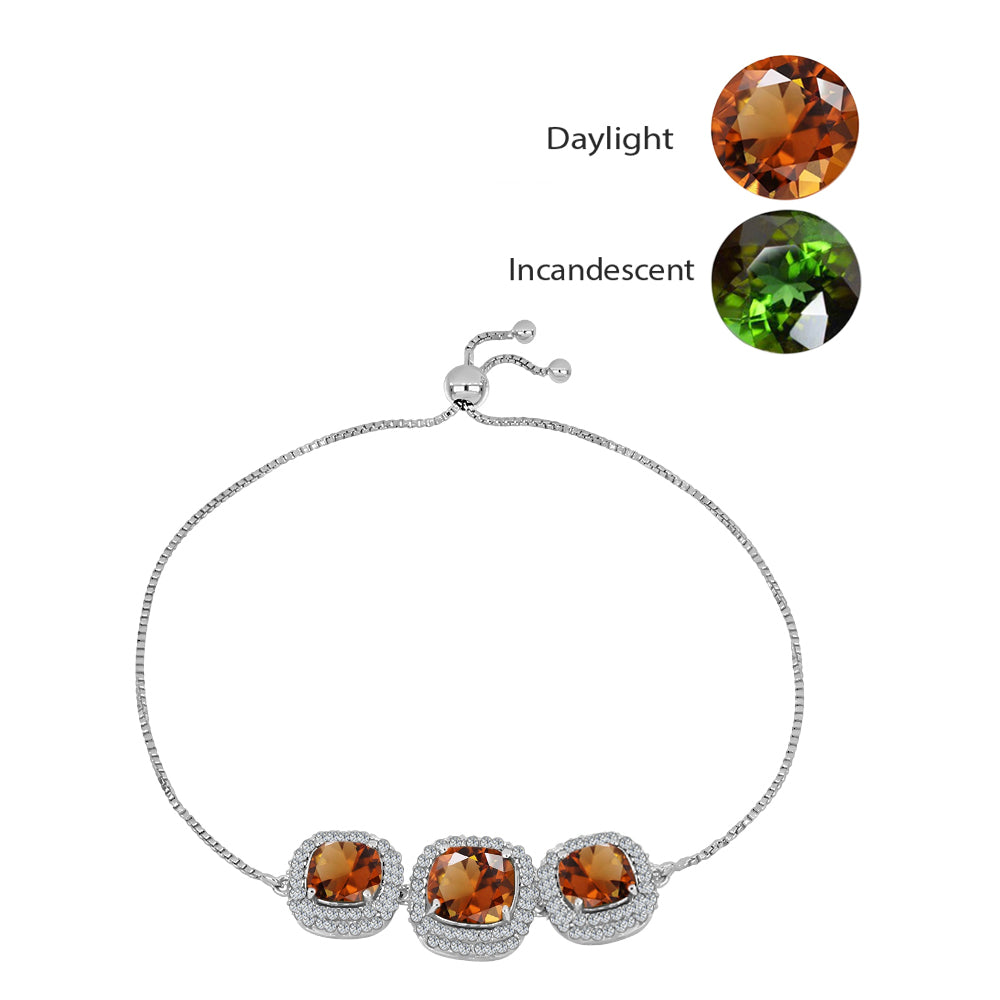 Silberarmband mit zertifiziertem laborgezüchteten Zultanit aus Anatolien und weißem Topas 1 