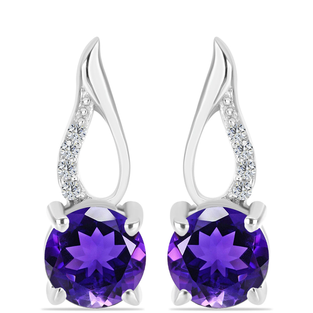 Silberohrringe mit marokkanischem Amethyst und weißem Topas 3 