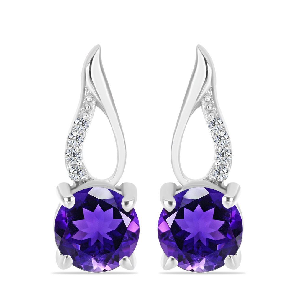 Silberohrringe mit marokkanischem Amethyst und weißem Topas 1 