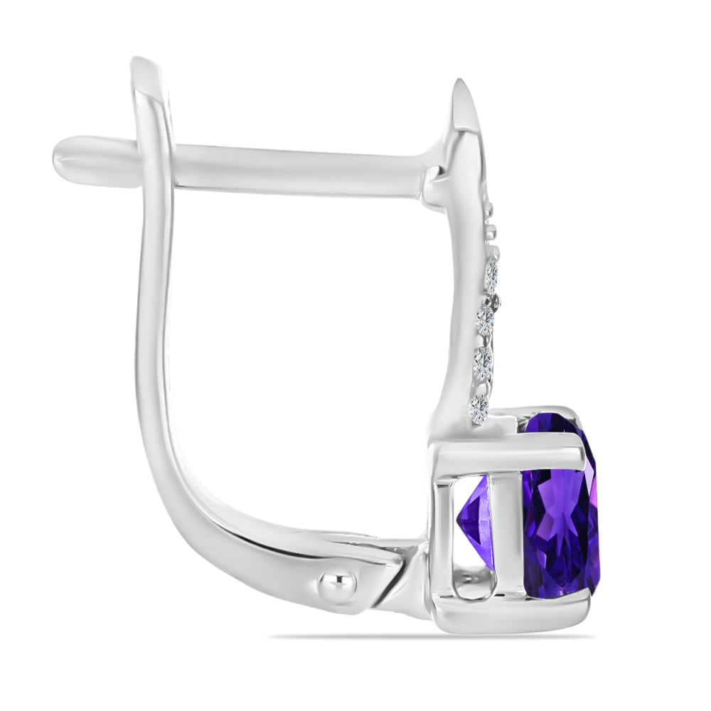 Silberohrringe mit marokkanischem Amethyst und weißem Topas 2 