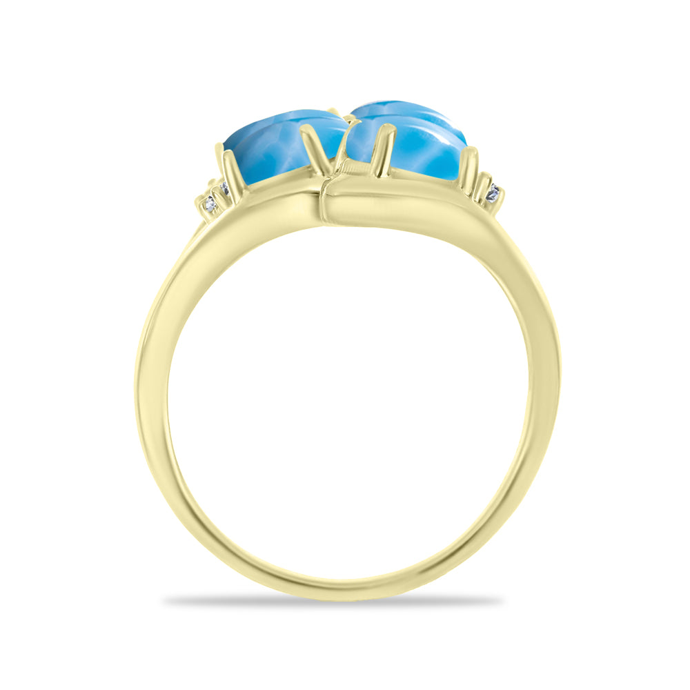 Goldplattierter Silberring mit Larimar und weißem Topas 2 