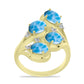 Goldplattierter Silberring mit Larimar und weißem Topas