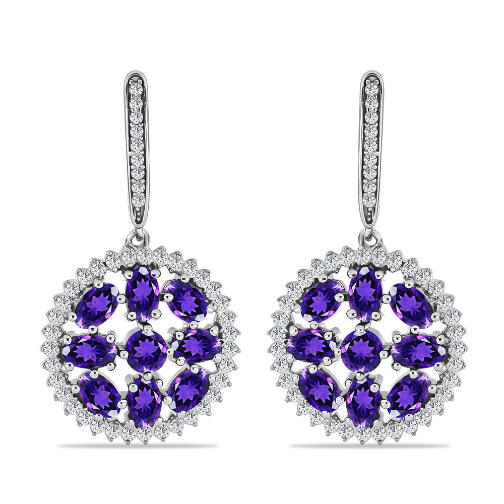 Silberohrringe mit marokkanischem Amethyst und weißem Topas 1 