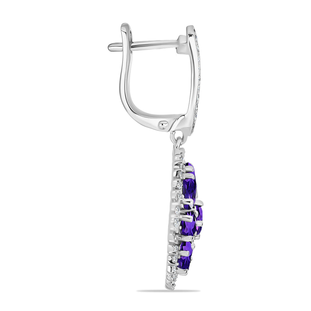 Silberohrringe mit marokkanischem Amethyst und weißem Topas 2 