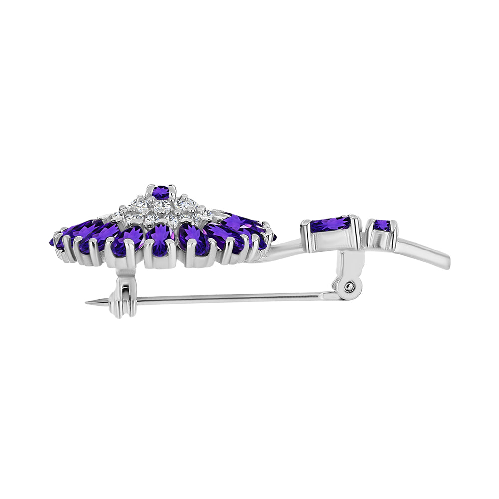 Silberbrosche mit marokkanischem Amethyst und weißem Topas 2 