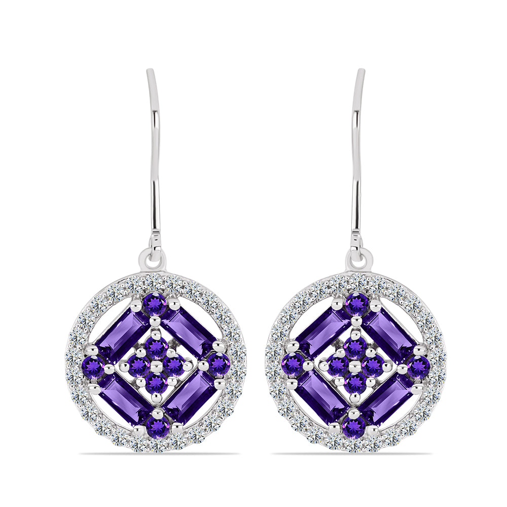 Silberohrringe mit marokkanischem Amethyst und weißem Topas 1 