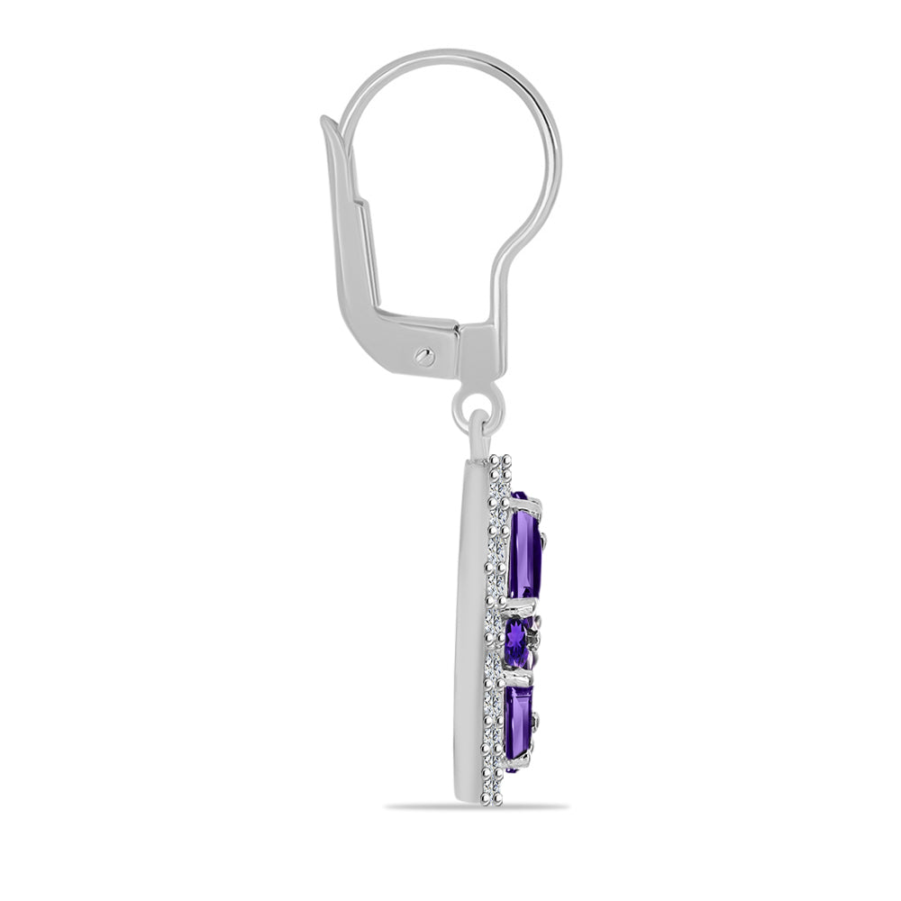 Silberohrringe mit marokkanischem Amethyst und weißem Topas 2 