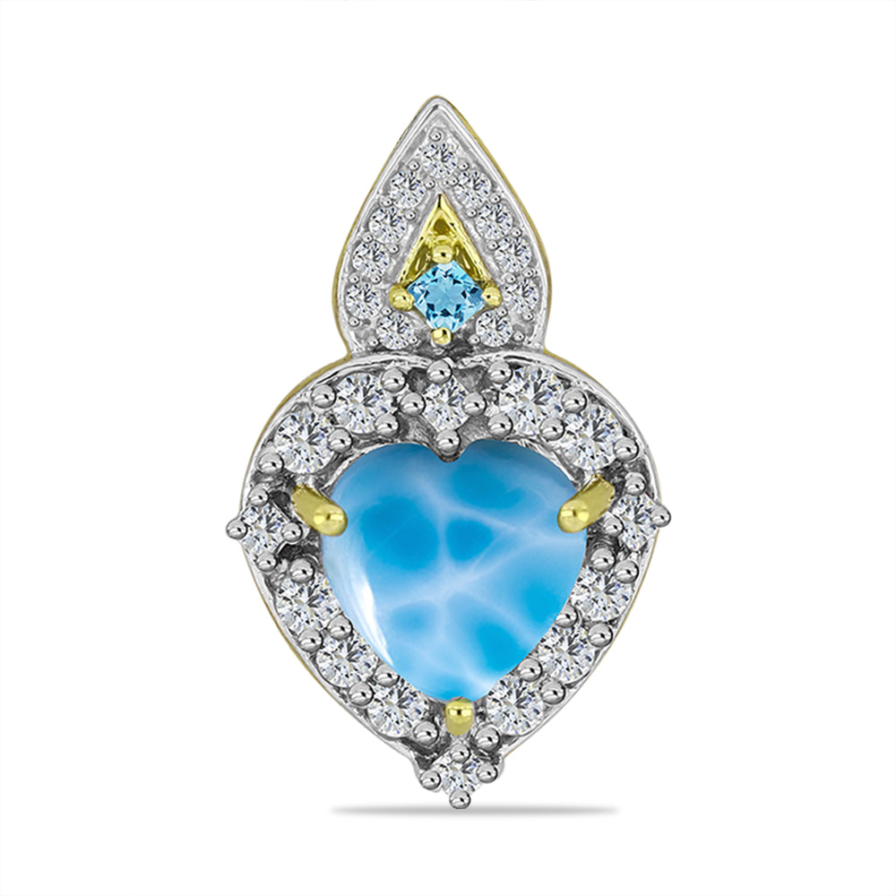 Goldplattierter Silberanhänger mit Larimar und schweizerischem Blautopas 1 