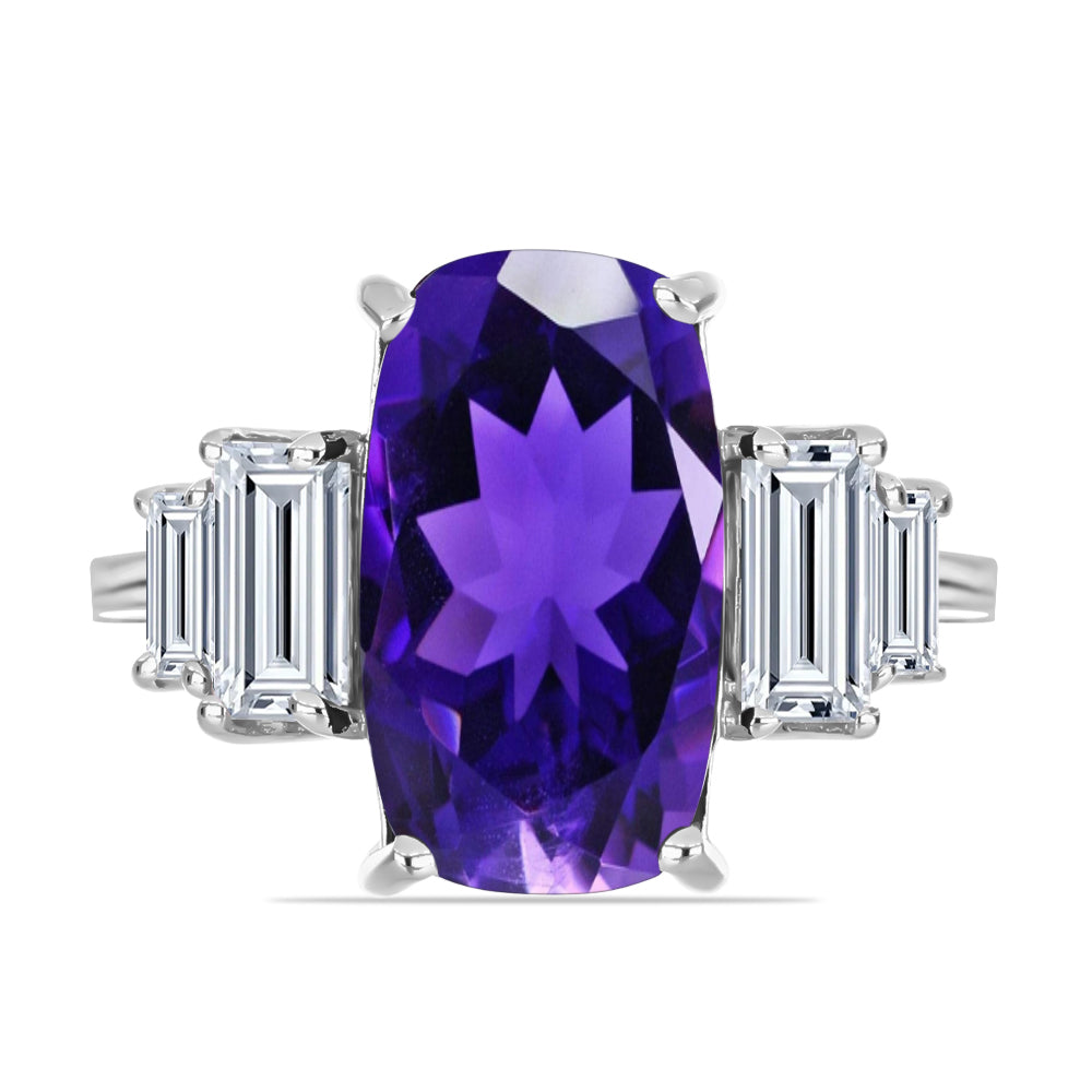 Silberring mit marokkanischem Amethyst und weißem Topas 1 